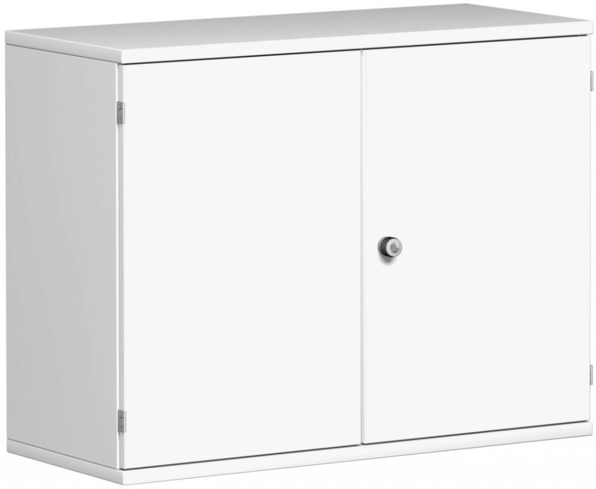 Flügeltürenschrank, 100x42x77cm, Weiß Bild 1