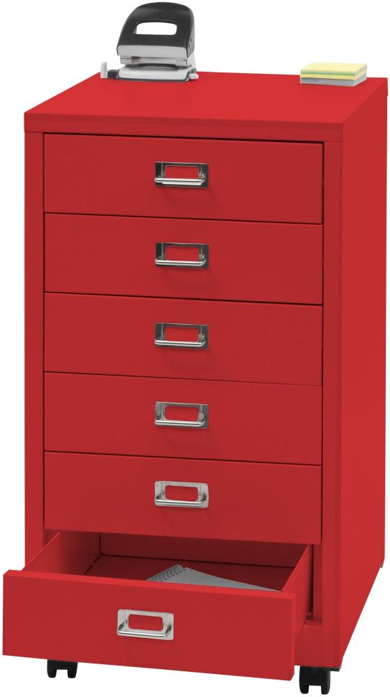 Rollcontainer HWC-L49, Schubladenschrank Stahlschrank Aktenschrank, Metall 75x40x41cm 6 Schubladen ~ rot Bild 1