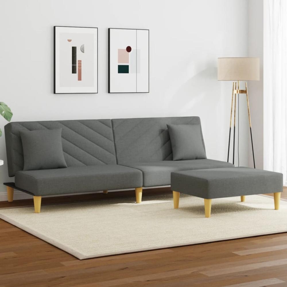 vidaXL Schlafsofa 2-Sitzer mit Kissen und Fußhocker , Dunkelgrau Bild 1