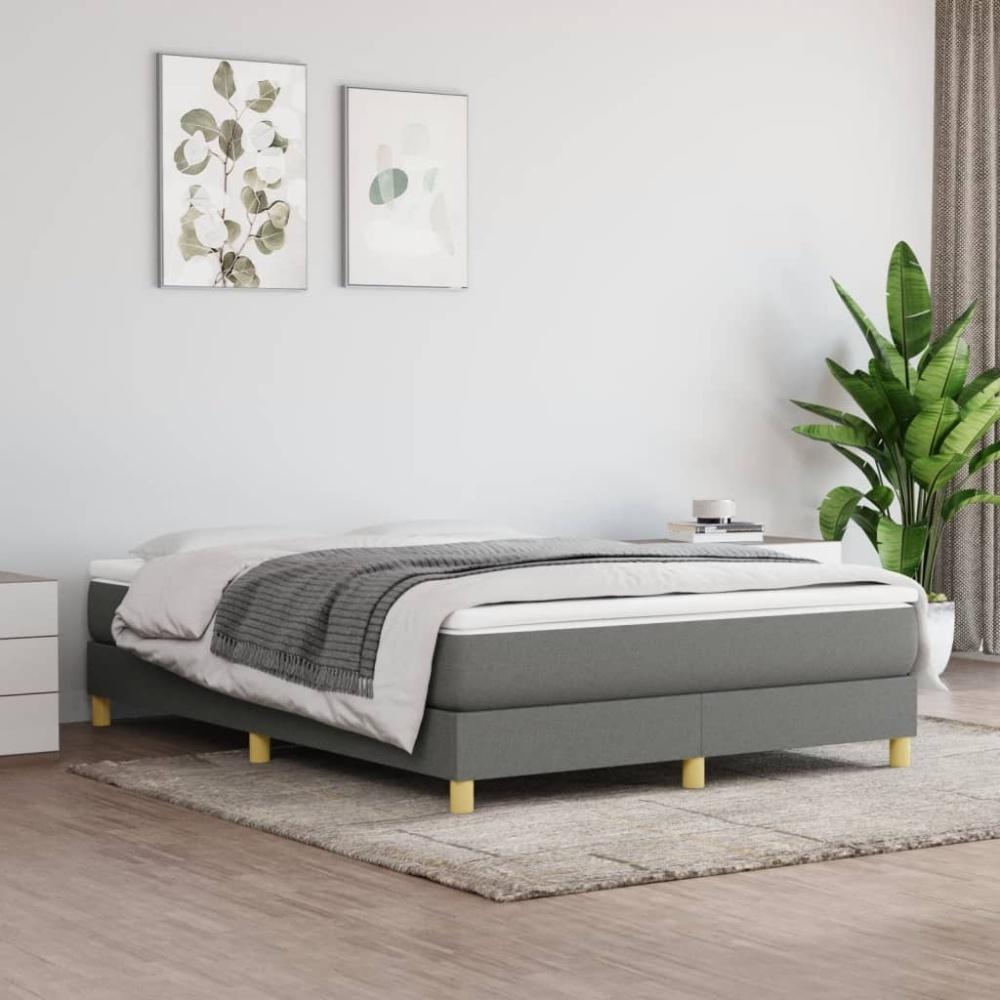 vidaXL Boxspringbett mit Matratze Dunkelgrau 140x200 cm Stoff 3144176 Bild 1