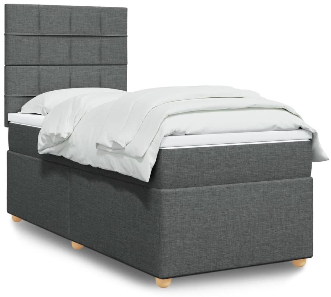 vidaXL Boxspringbett mit Matratze Dunkelgrau 90x190 cm Stoff 3293436 Bild 1