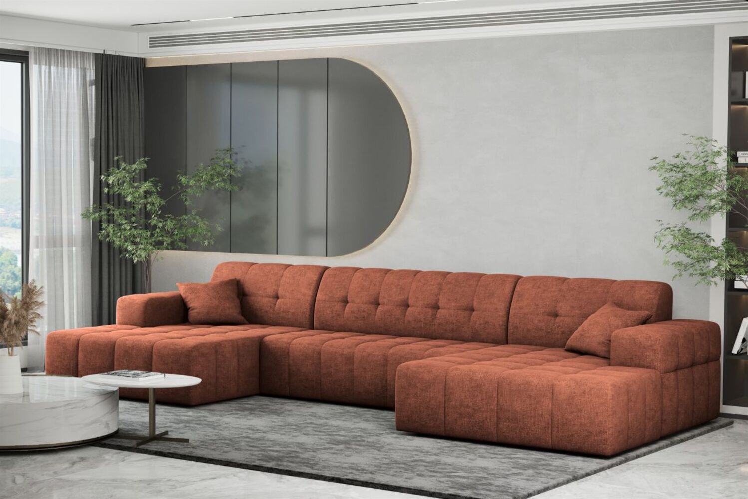 Wohnlandschaft Sofa U-Form NANCY in Stoff Perfekt Harmony Rostbraun Bild 1