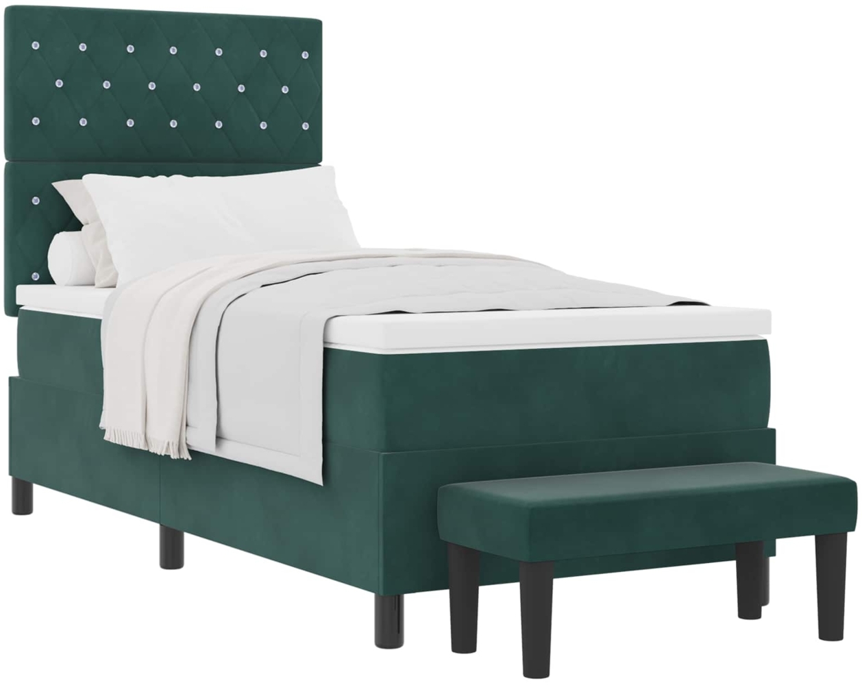 vidaXL Boxspringbett mit Matratze Dunkelgrün 90 x 190 cm Samt 3344417 Bild 1