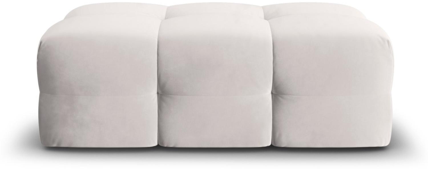 Micadoni Samtstoff Pouf Hocker Kendal | Bezug Light Grey | Beinfarbe Black Beech Wood Bild 1