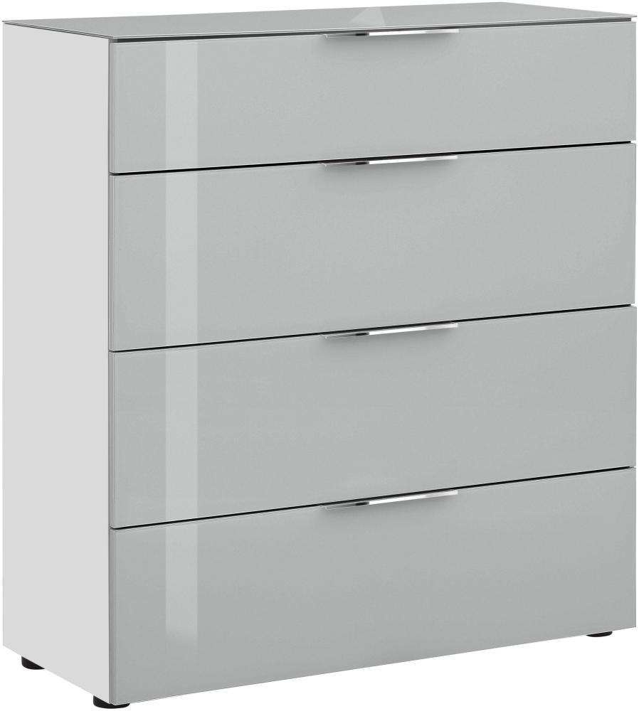 Kommode >TREND< (BxHxT: 90 x 99 x 40 cm) in weiß matt - Glas seidengrau Bild 1