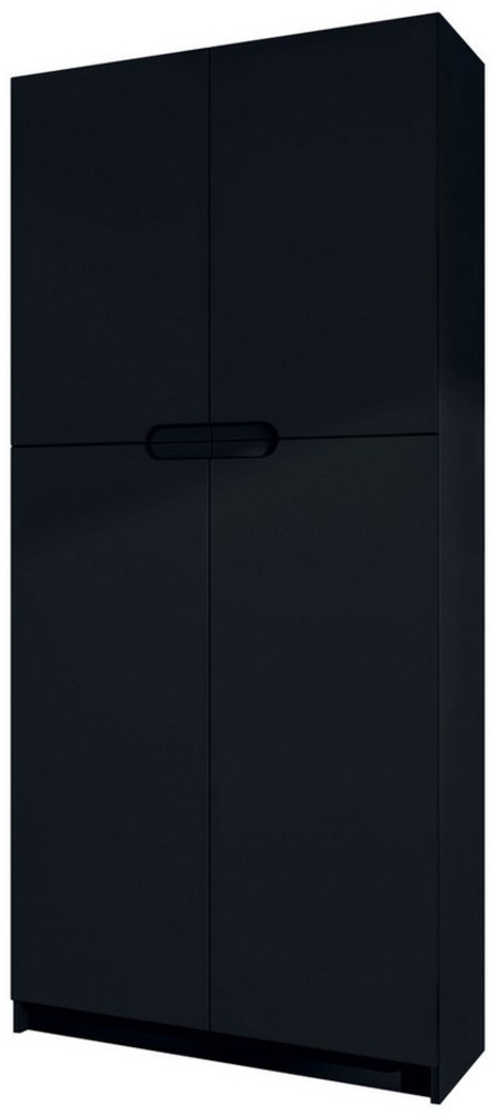 Vladon Aktenschrank Logan (Aktenschrank, mit 5 Fächern und 4 Türen) Schwarz matt/Schwarz matt (82 x 185 x 37 cm) Bild 1