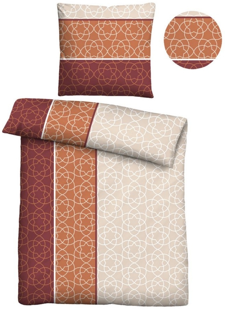 Traumhaft schlafen - Castell - Markenbettwäsche Feinbiber Bettwäsche 0301109 LÄNGSMUSTER, burgund, 1x 135x200 cm + 1x 80x80 cm Bild 1