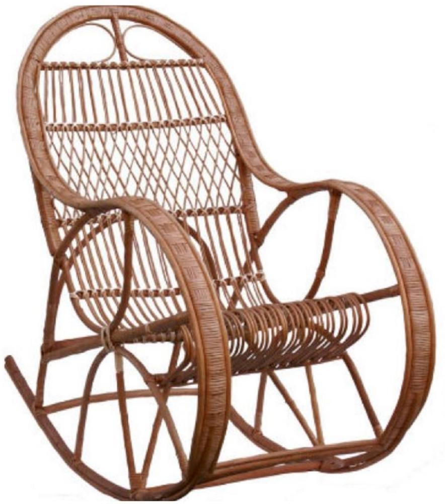 Casa Padrino Luxus Schaukelsessel Braun 53 x 120 x H. 115 cm - Handgefertigter Rattan Schaukelstuhl mit Armlehnen - Wohnzimmer Möbel - Garten Möbel - Rattan Möbel - Luxus Möbel Bild 1