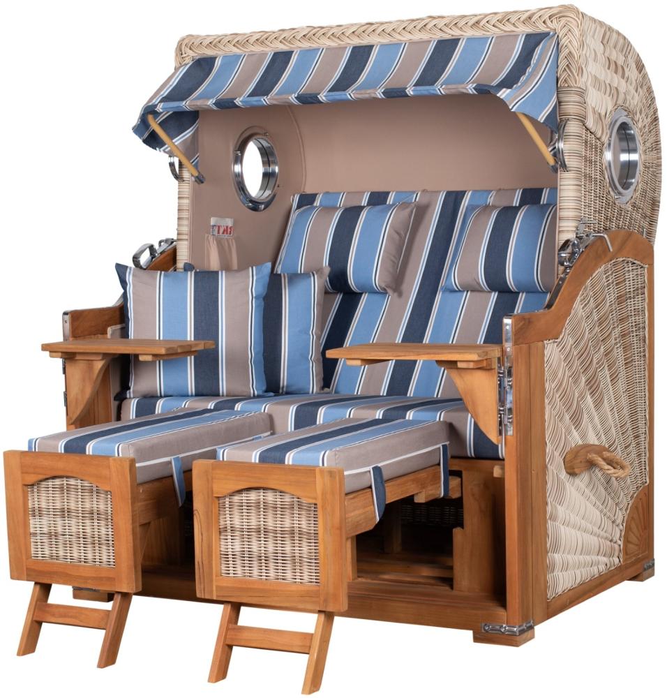 Strandkorb Komplettset - bene living - Ammersee Grande XL Teak - PE shell - Modell 580 - inkl. Liftersystem Bild 1