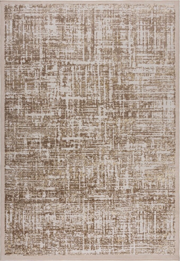 Kadima Design Robuster Teppich mit Glanzeffekt, uni & abstraktem Muster, pflegeleicht & strapazierfähig – "Lyde". Champagner, 80x150 cm Bild 1