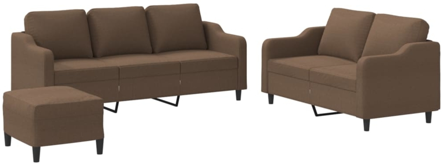 vidaXL 3-tlg. Sofagarnitur mit Kissen Braun Stoff 3201845 Bild 1