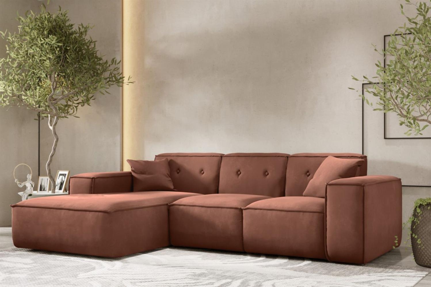 Ecksofa Designersofa CESINA Stoff Opera Velvet Braun Ottomane Links Bild 1