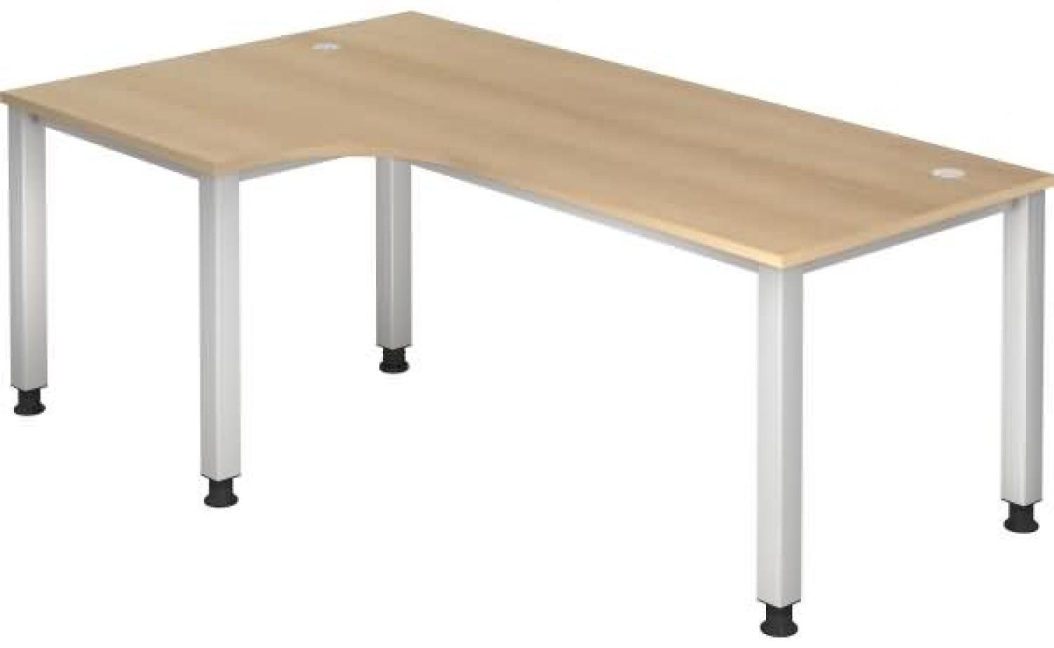 Winkeltisch QS82 4Fuß eckig 200x120cm 90° Eiche Gestellfarbe: Silber Bild 1