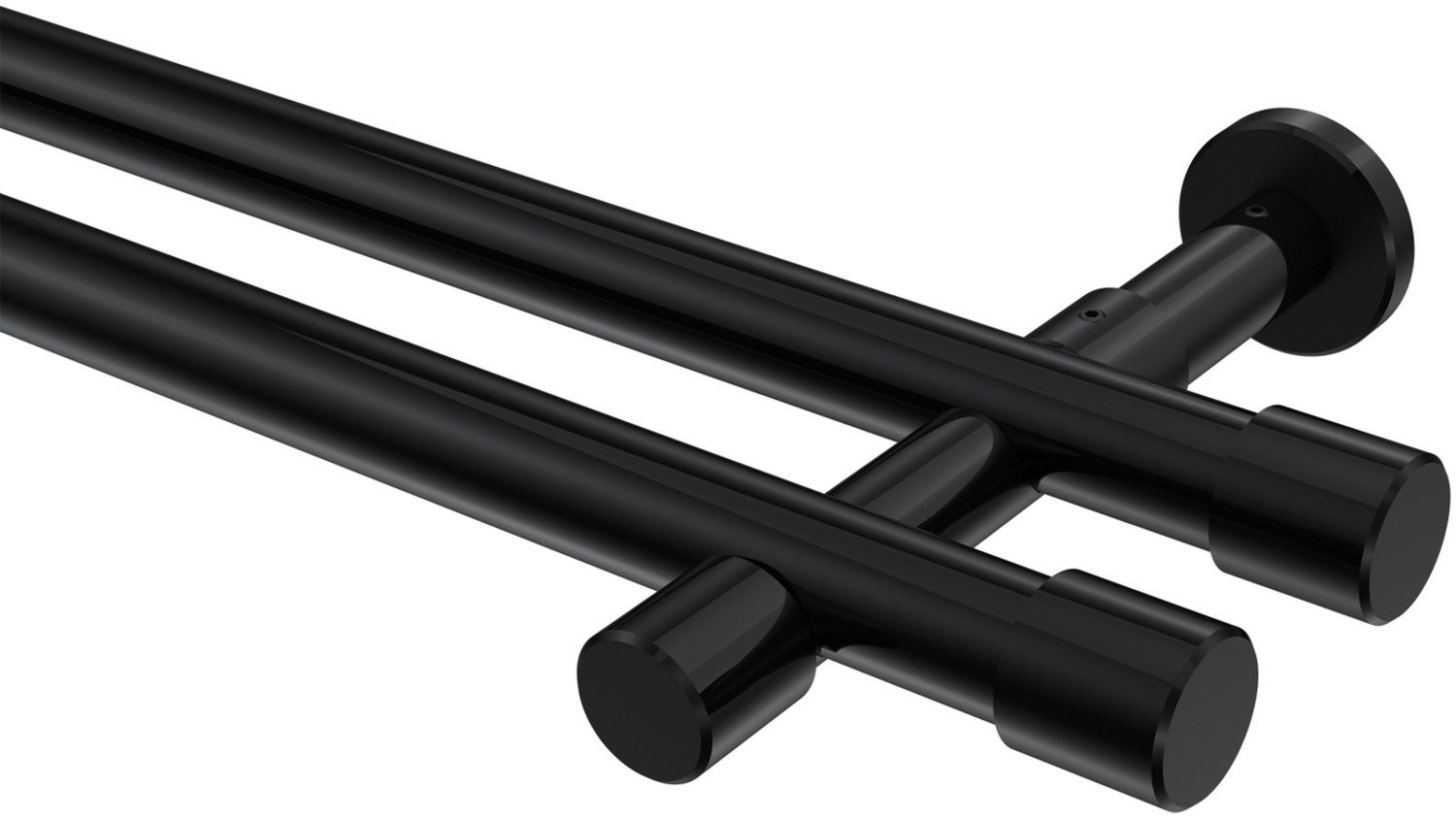 Gardinenstangen-Set Prestige Santo 420 cm (geteilt in 3 x 140 cm), 2-läufig (ohne Ringe), 20 mm Ø Schwarz Bild 1