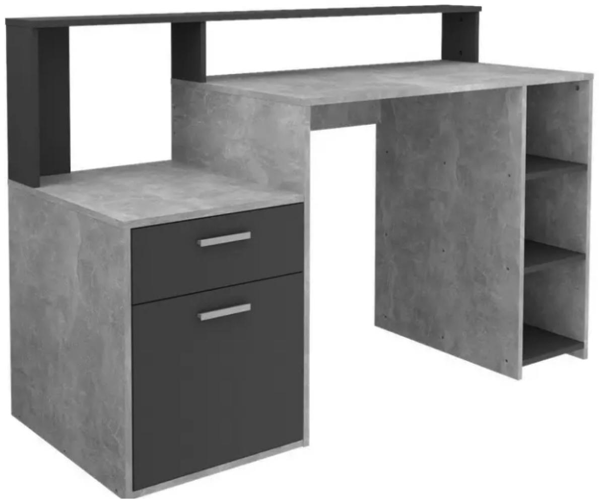 Schreibtisch Bürotisch Arbeitstisch Home Office BOLTON ca. 139 x 92 x 54 cm Beton Grau / Anthrazit Bild 1