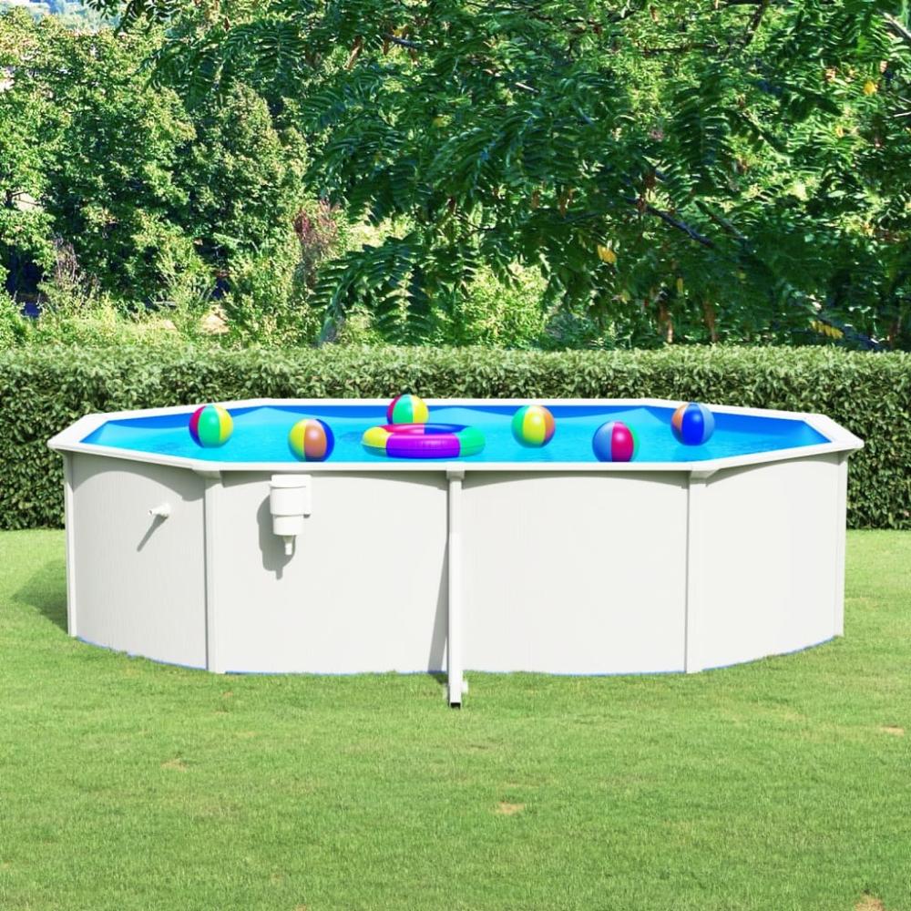 vidaXL Pool mit Stahlwand Oval 490x360x120 cm Weiß 93264 Bild 1