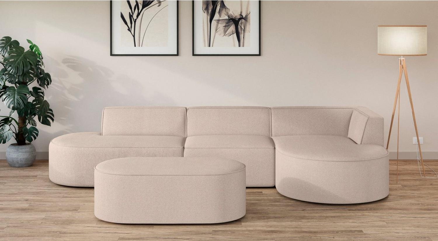 andas Ecksofa Ecksofa EIVIND mit Ottomane rechts/links, Maße: B/H/T 343/159/72 cm, L-Form mit Wellenunterfederung, auch in Feincord und Bouclé Bild 1