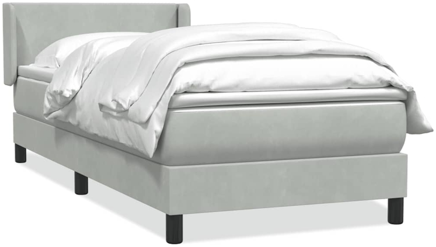 vidaXL Boxspringbett mit Matratze Hellgrau 80x210 cm Samt 3317925 Bild 1