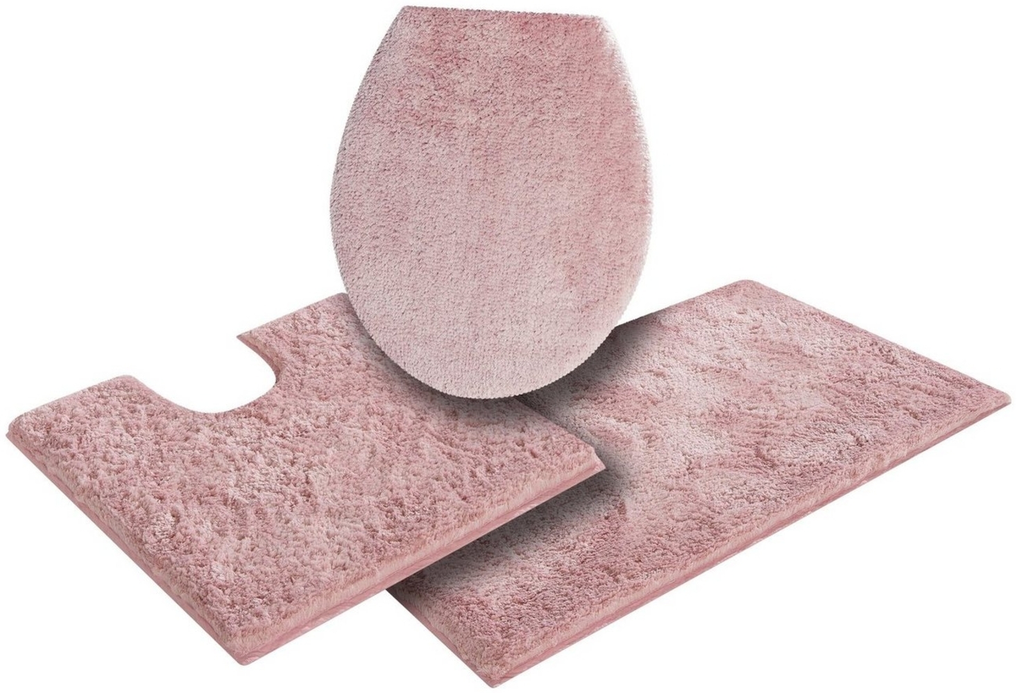 my home Badematte Jos, Badvorleger, Badezimmer Teppich, Höhe 22 mm, rutschhemmend beschichtet, fußbodenheizungsgeeignet, schnell trocknend, Polyester, rechteckig, 3-tlg. Stand-WC Set, Badematten in Pastell-Farben, Badteppich als 3 teiliges Set erhältlich Bild 1