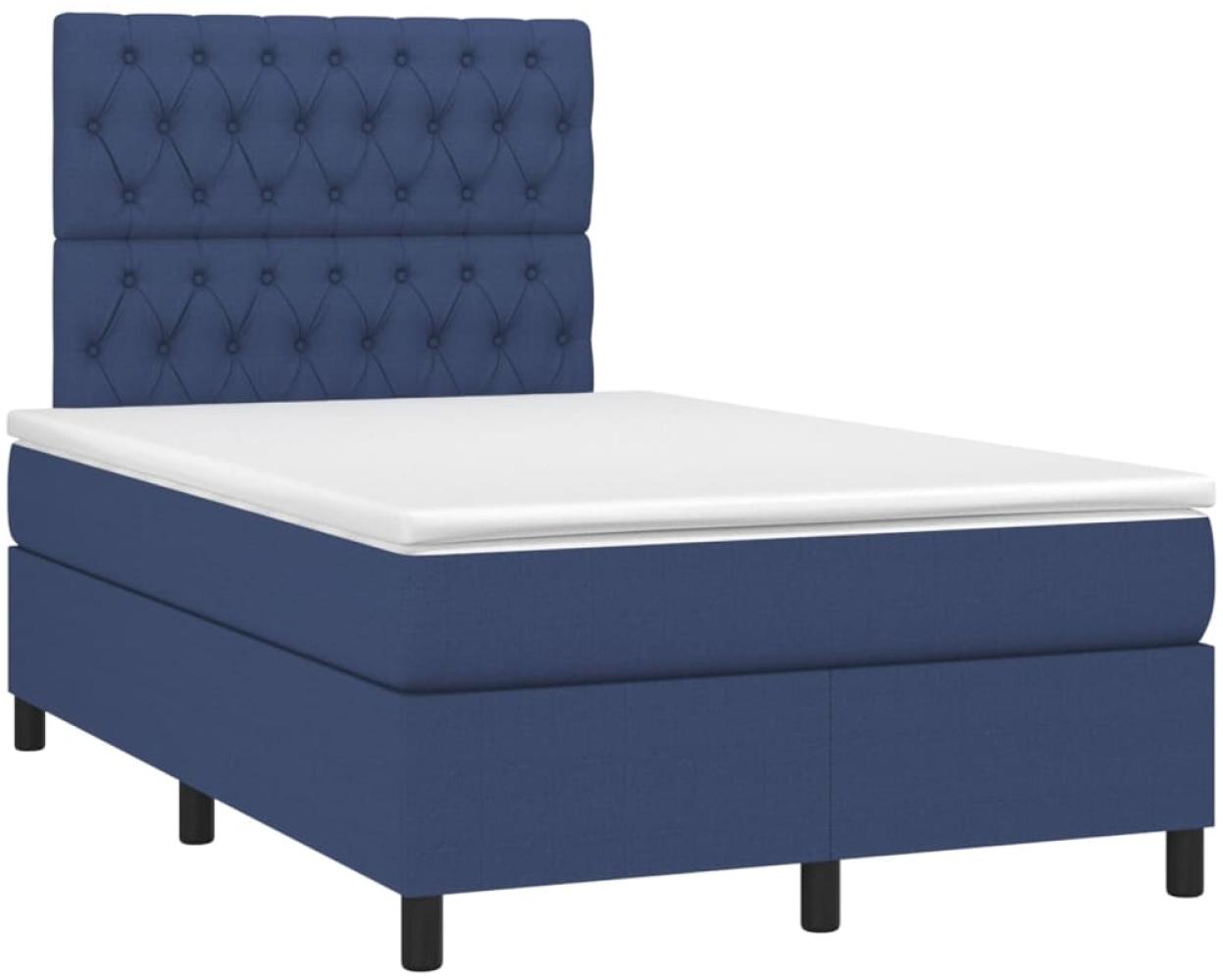 vidaXL Boxspringbett mit Matratze Blau 120x190 cm Stoff 3269908 Bild 1