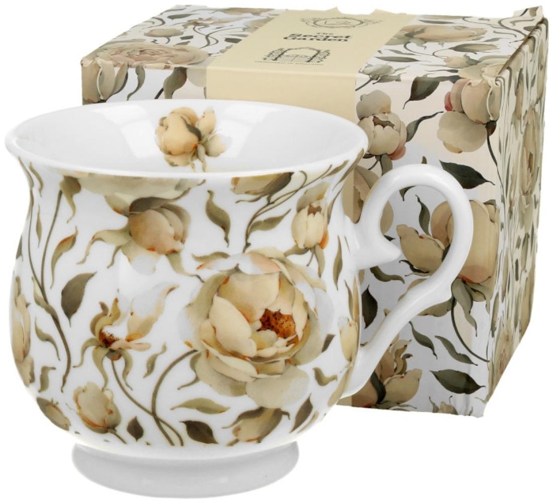 DUO FLORAL Retro Becher 500 ml ENGLISH ROSES WHITE New Bone China Porzellan Bild 1