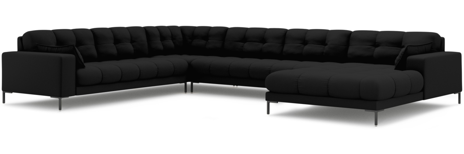 Micadoni Wohnlandschaft Mamaia 7-Sitzer Strukturierter Stoff Schwarz Metall schwarz Links Bild 1