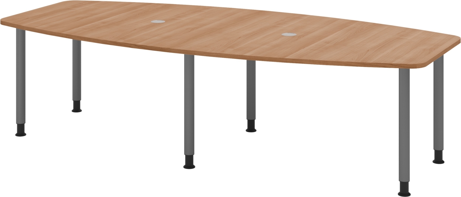 bümö Konferenztisch oval 280x130 cm großer Besprechungstisch in Nussbaum, Besprechungstisch mit Gestell in graphit, Meetingtisch für 10 Personen, XXL-Tisch für Besprechungsraum & Meeting, KT28C-N-G Bild 1