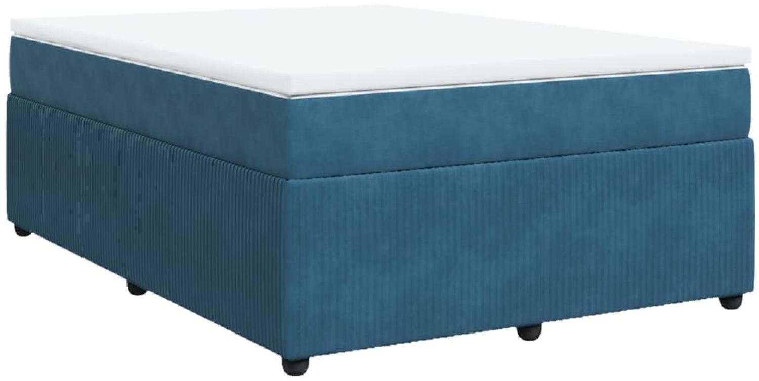 vidaXL Boxspringbett mit Matratze Dunkelblau 160x200 cm Samt 3285654 Bild 1