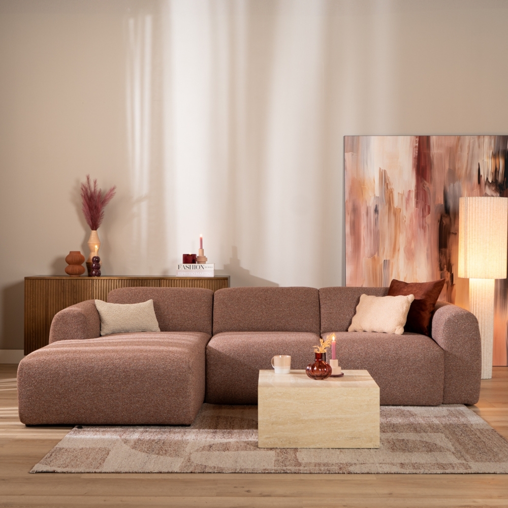 Bronx71 Ecksofa Maine Bouclé rot/rosa links Bild 1