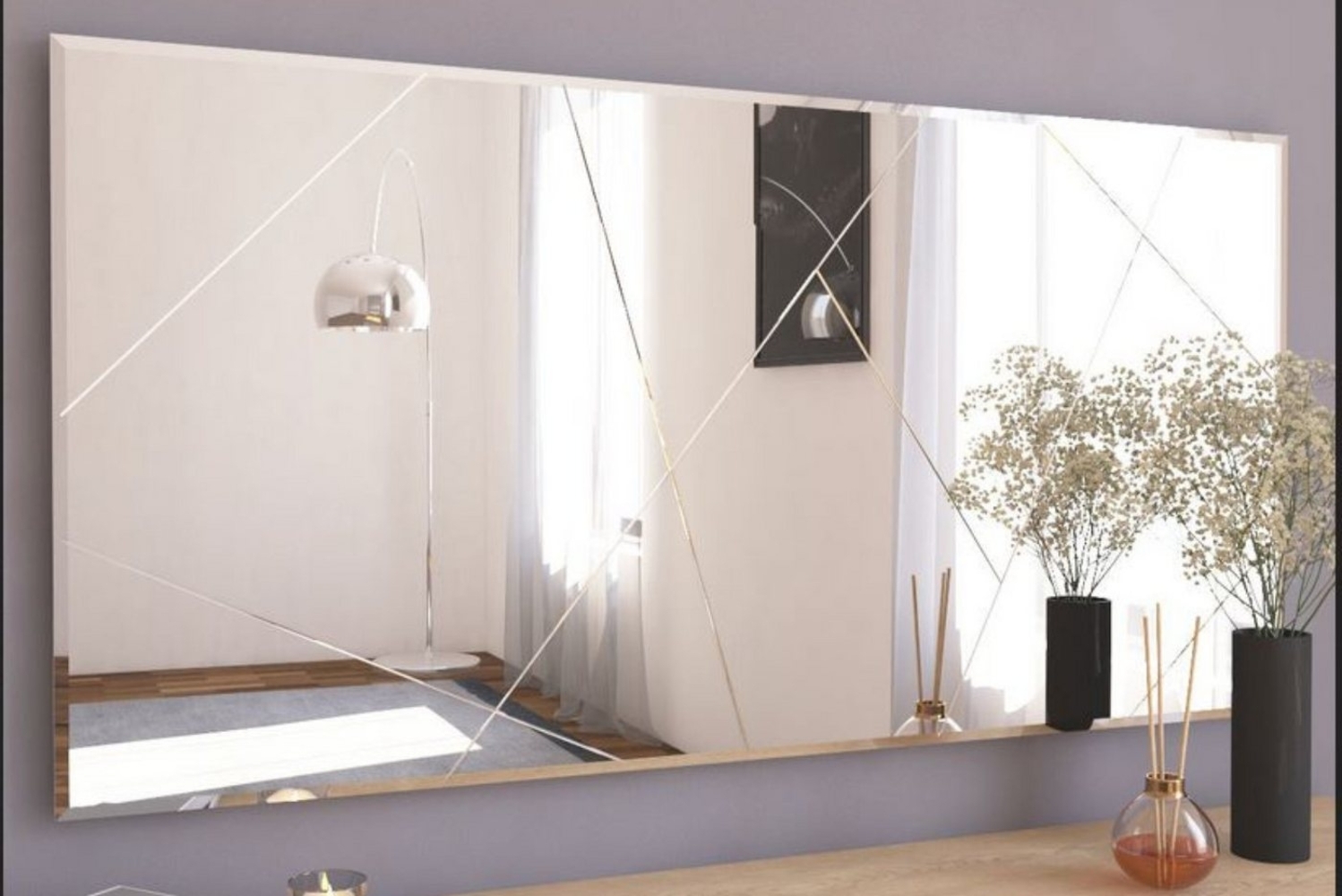 ibonto Wandspiegel Designspiegel 120x60 cm – Modern, rahmenlos & rechteckig mit Schliff" (1-St) Bild 1