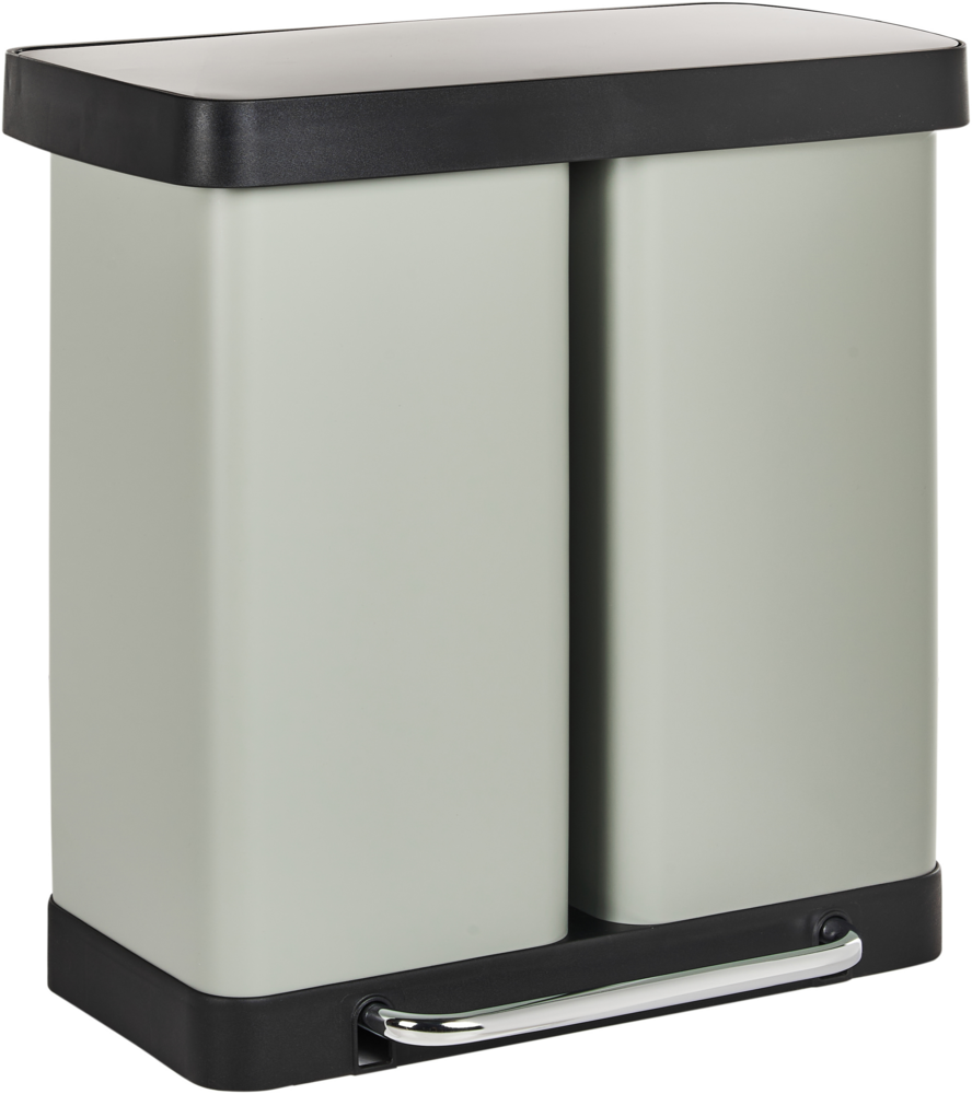 Doppel-Tretmülleimer 60 L ECOSORT Metall Hellgrün Bild 1