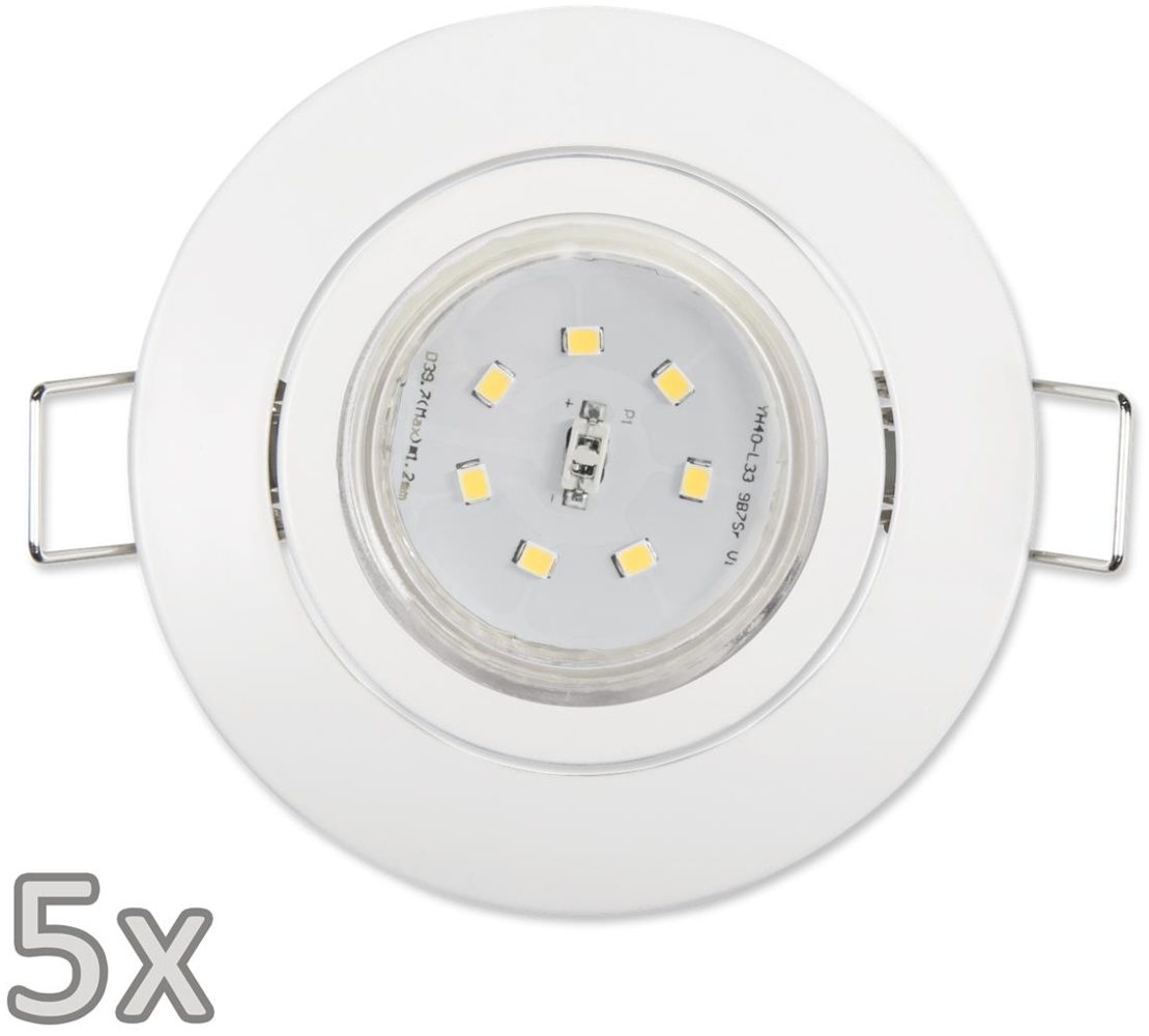Einbauleuchten-Set McShine, 5xRahmen, 5xLED-Strahler, GU10, 3W, 300 lm, weiß Bild 1