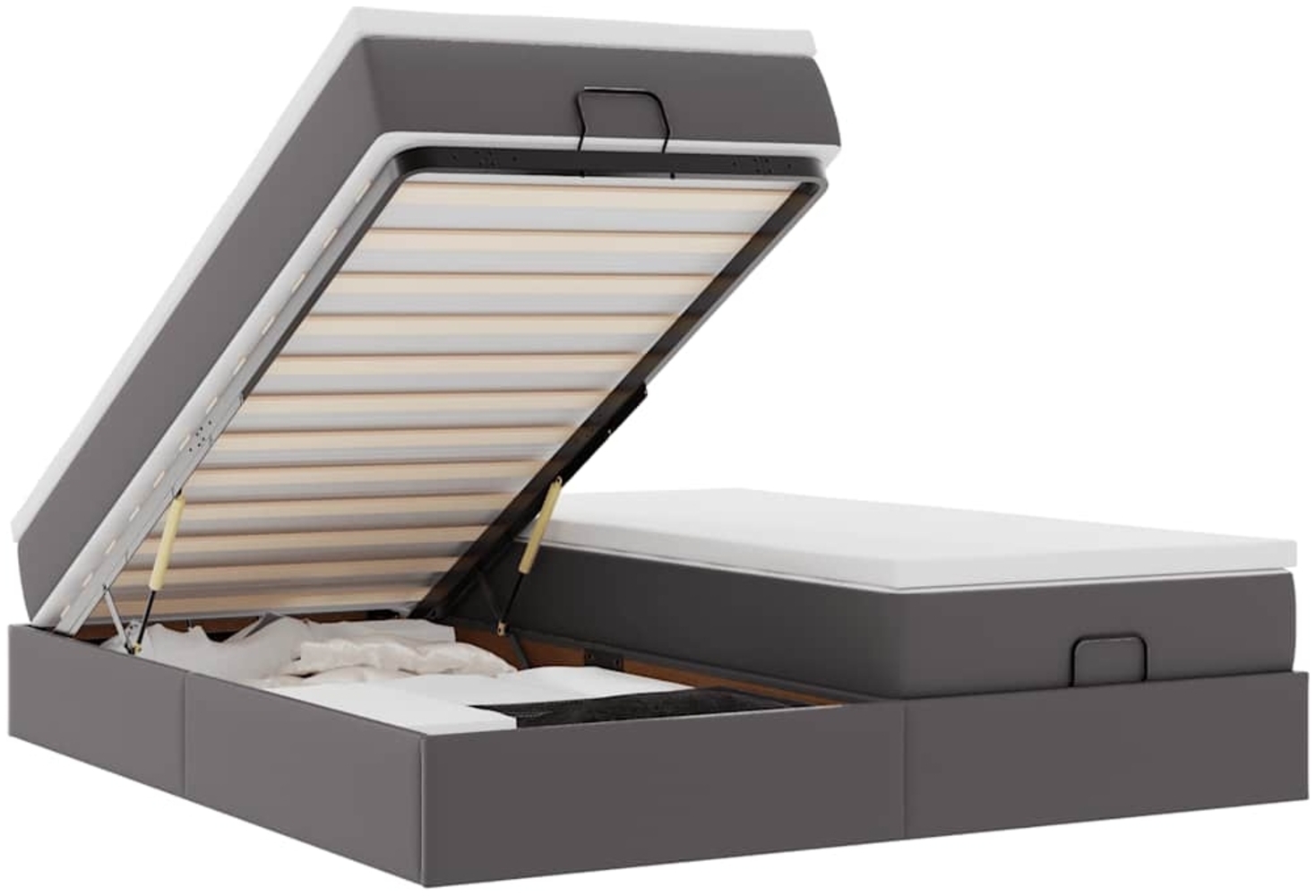 vidaXL Ottoman-Bett mit Matratzen Grau 200x200 cm Kunstleder 3311232 Bild 1