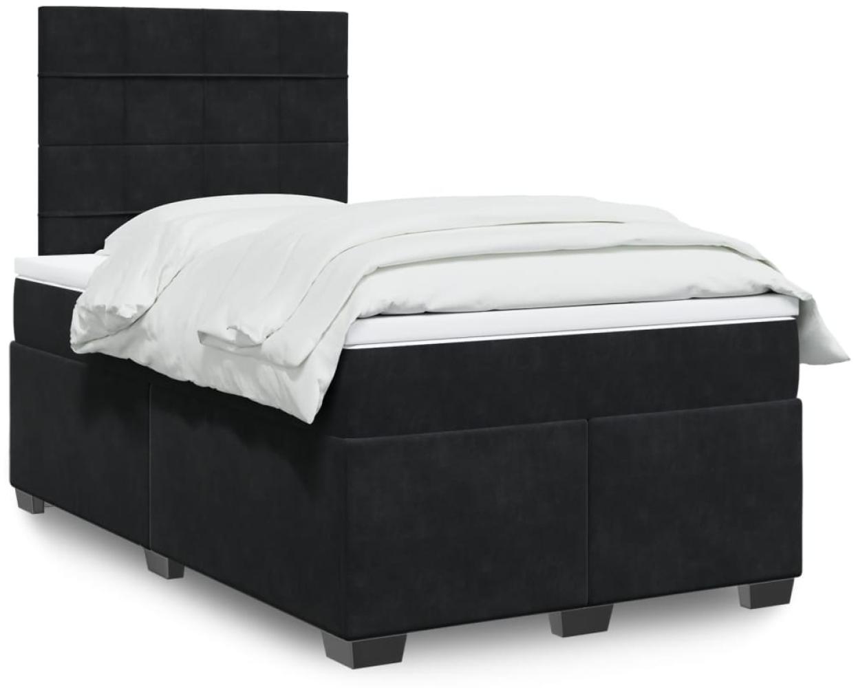 vidaXL Boxspringbett mit Matratze Schwarz 120x200 cm Samt 3290884 Bild 1