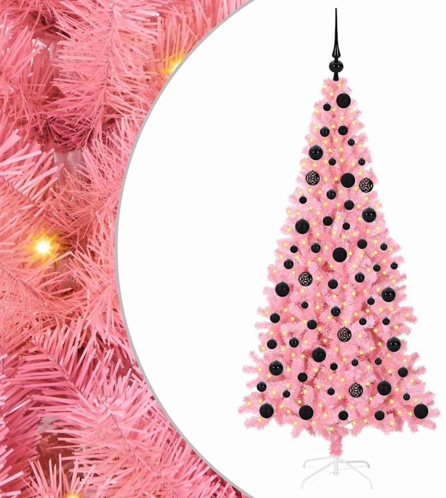 vidaXL Weihnachtsbaum mit 300 LEDs mit Ständer Rosa 180 cm PVC 3396430 Bild 1