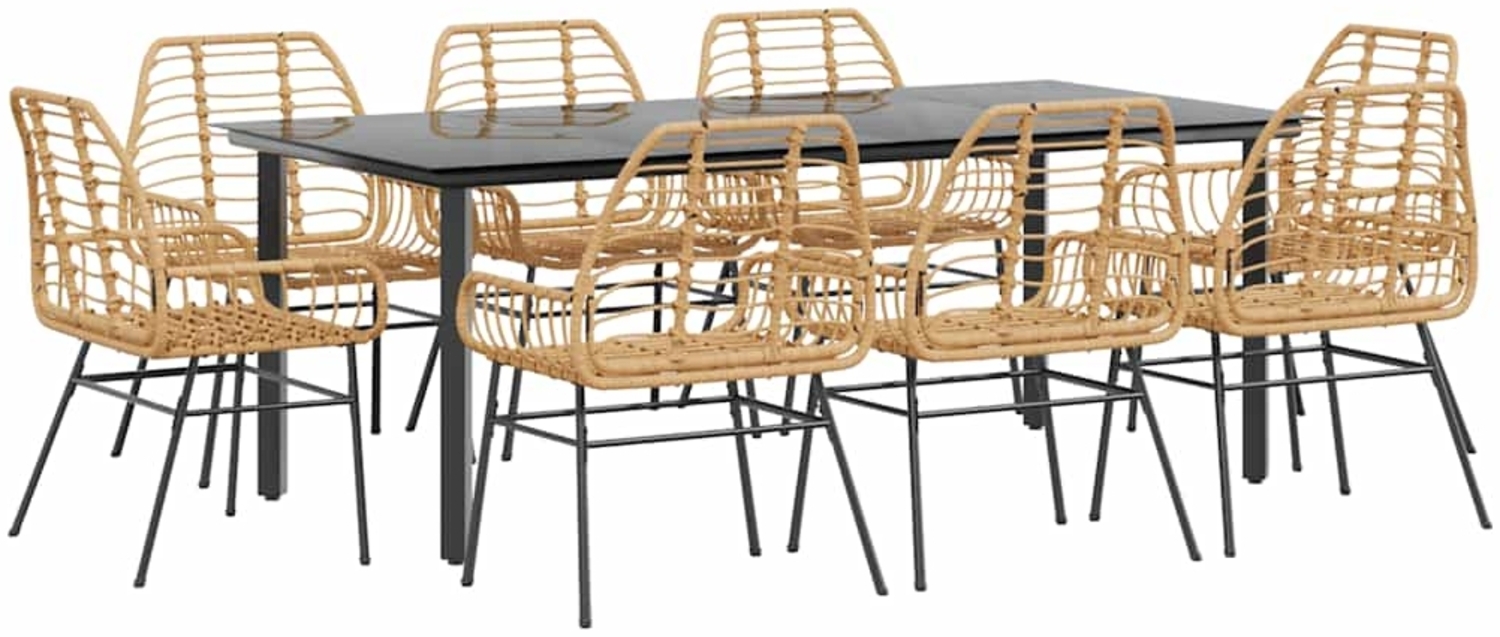 vidaXL 9-teiliges Garten-Esszimmerset Braunes Polyrattanglas 3334547 Bild 1