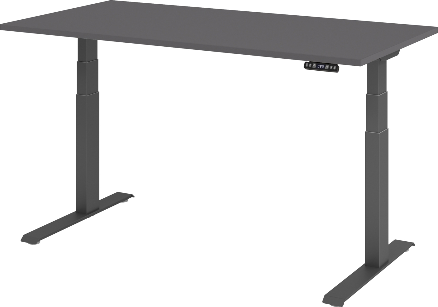 bümö elektrisch höhenverstellbarer Schreibtisch 160x80 cm in graphit, Gestell graphit mit Memory-Steuerung, elektrischer Bürotisch höhenverstellbar Gaming Tisch, XDKB16-G-G Bild 1