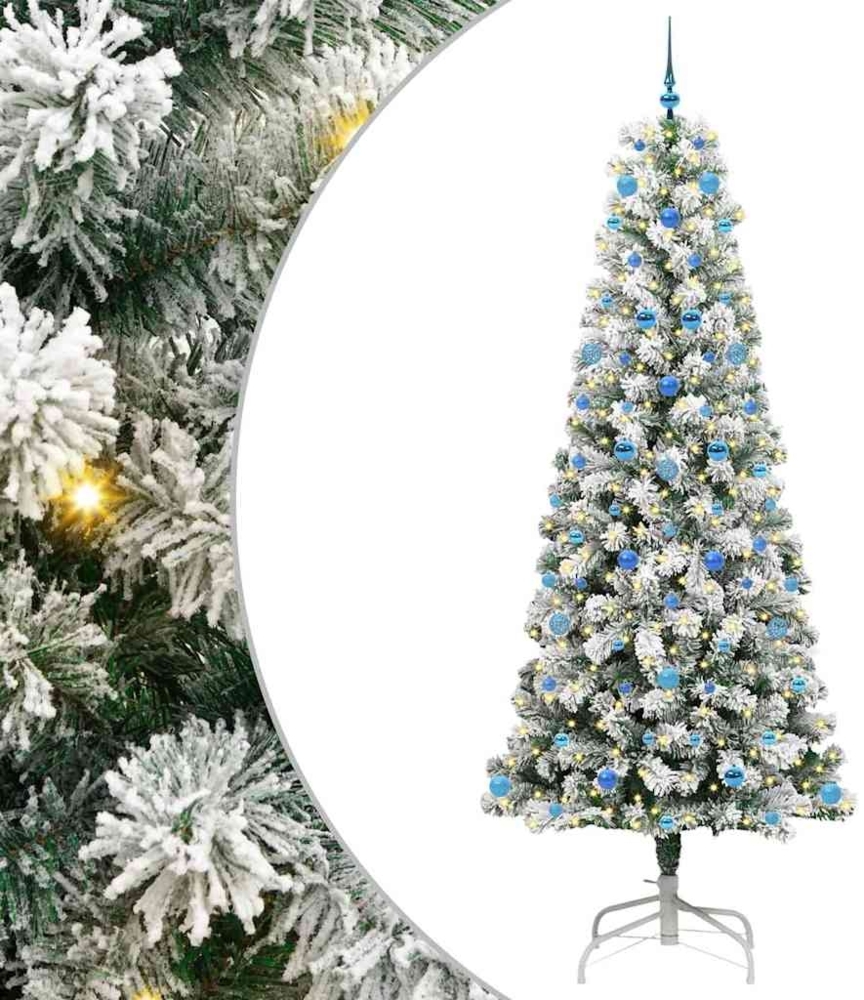 vidaXL Künstlicher klappbarer Weihnachtsbaum Grün und Weiß 240 cm 3395620 Bild 1