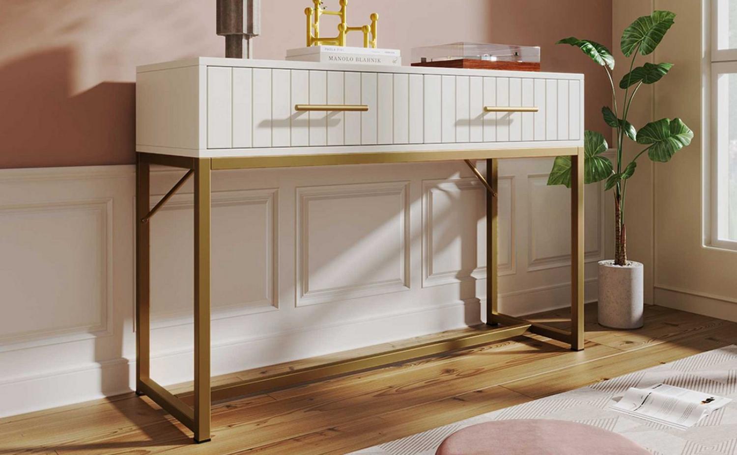 BlingBin Schminktisch Kommode Sideboard (1-St, mit 2 Schubladen 75cm Höhe), 75cm Höhe Bild 1