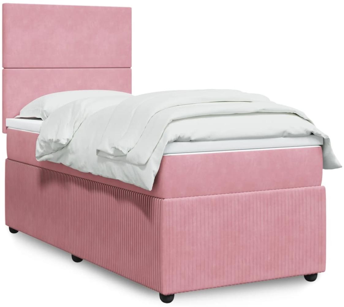 vidaXL Boxspringbett mit Matratze Rosa 90x200 cm Samt 3292237 Bild 1