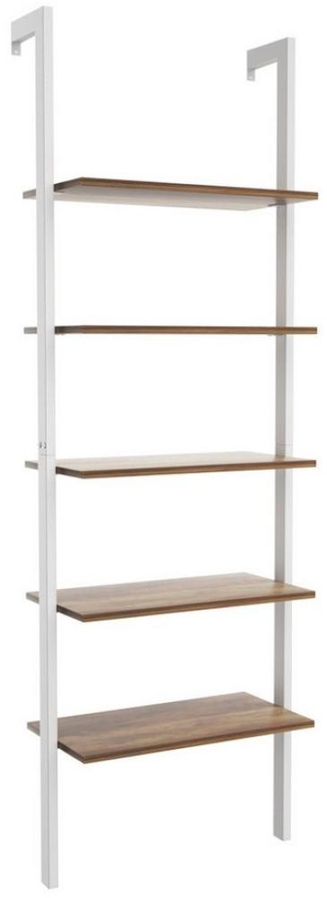 COSTWAY 5-stufiges Leiterregal, Bücherregal mit Metallrahmen, Treppenregal, Pflanzenregal für Büro, Küche, Wohnzimmer Weiß Bild 1