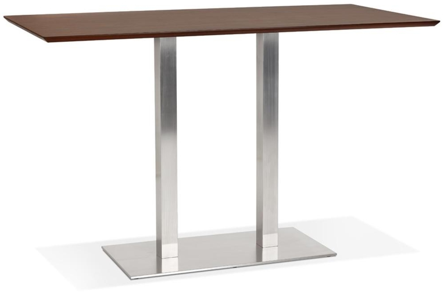 Kadima Design Hochtisch mit gebürstetem Stahlgestell, Walnuss-Finish Holzplatte, 180 x 90 x 100 cm, modern Bild 1