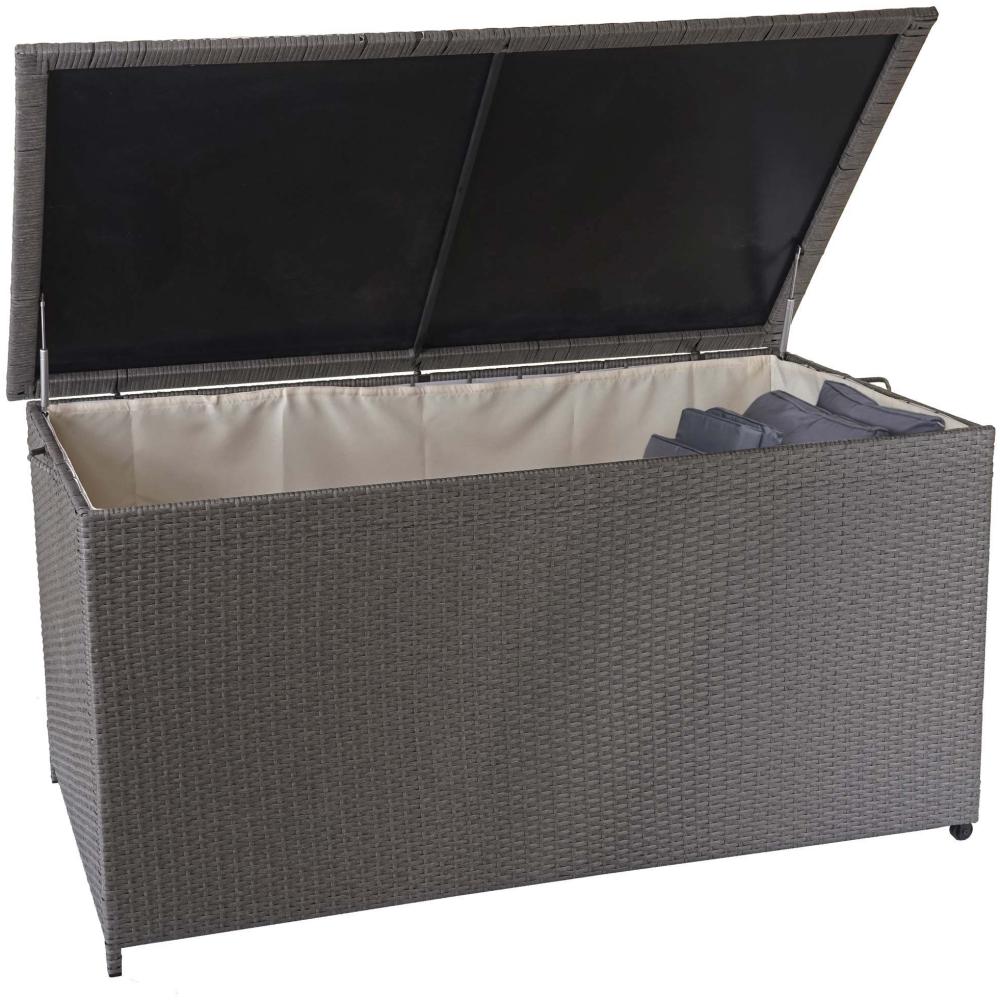 Poly-Rattan Kissenbox HWC-D88, Gartentruhe Auflagenbox Truhe ~ Premium grau, 80x160x94cm 950l Bild 1