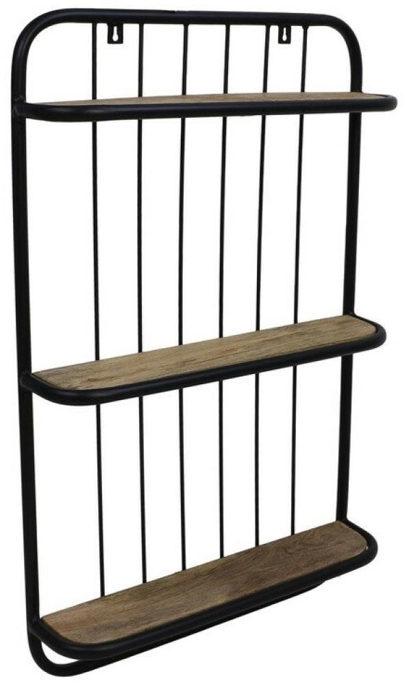Wandregal 3 Böden - 50 x 12 x 80 cm - Natur / Schwarz - Mangoholz / Eisen von HSM Bild 1