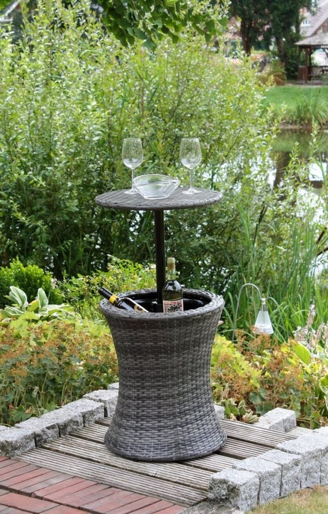 Garten Partytisch Stehtisch MUMBAI Kunststoffgeflecht dunkelgrau Bild 1