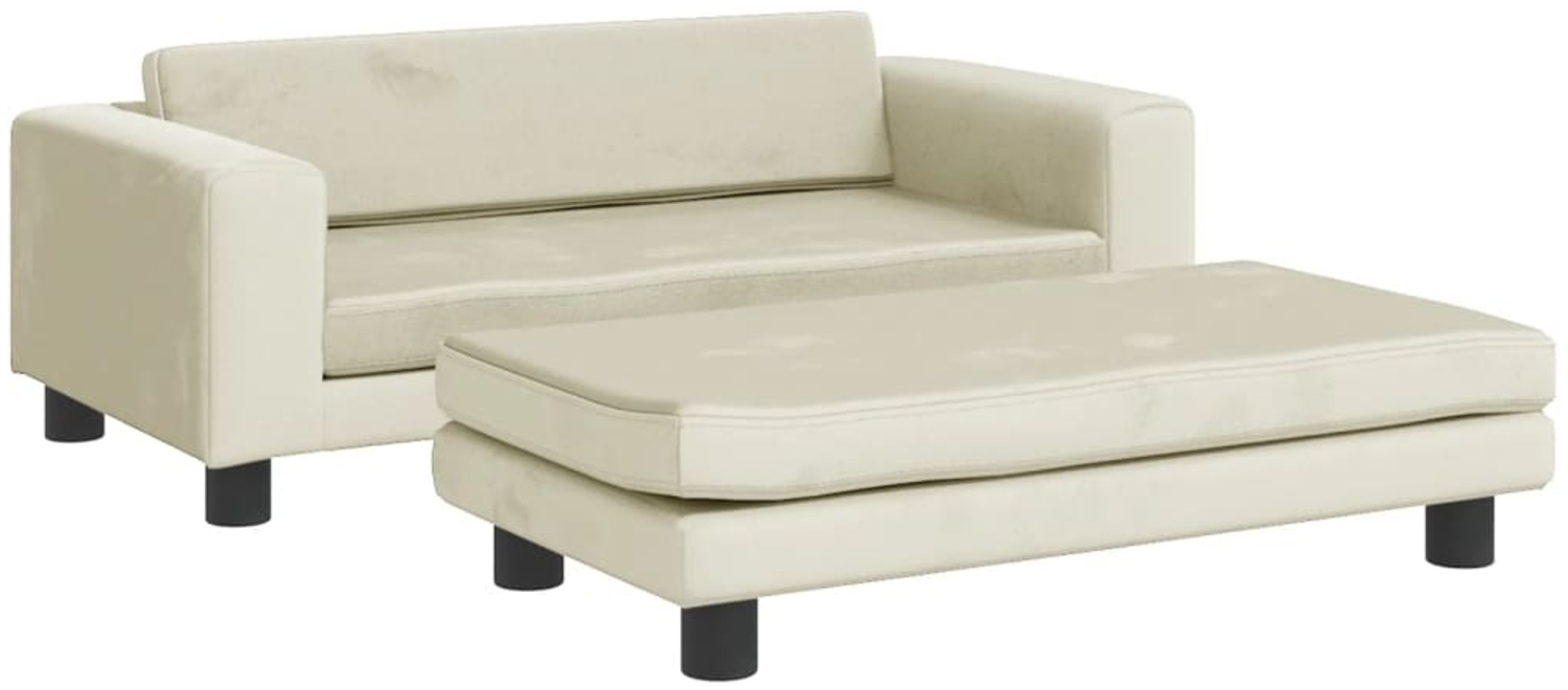 vidaXL Kindersofa mit Hocker Creme 100x50x30 cm Samt 3196413 Bild 1