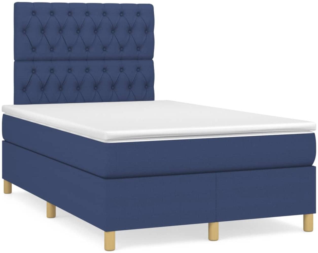 vidaXL Boxspringbett mit Matratze & LED Blau 120x190 cm Stoff 3270273 Bild 1