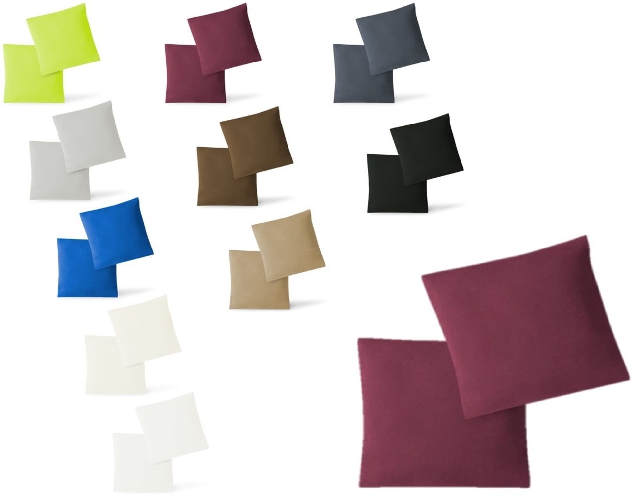 Jersey Kissenbezug, 2er Set, Baumwolle, Bordeaux, 80x80 cm Bild 1
