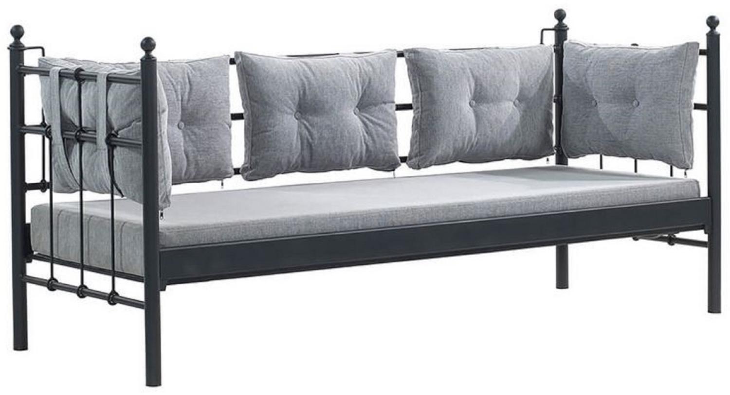 Casa Padrino Jugendstil Gartensofa Schwarz / Hellgrau 200 x 70 x H. 92 cm - Garten Sofa - Terrassen Sofa - Garten & Terrassen Möbel Bild 1