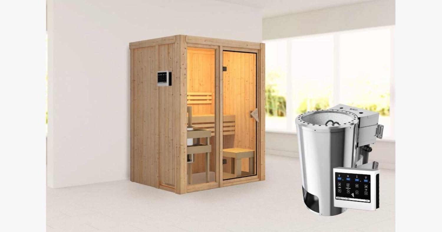 Karibu Sauna Avari 1 mit 3,6kW Plug&Play BIO Kombi-Ofen externe Steuerung Bild 1